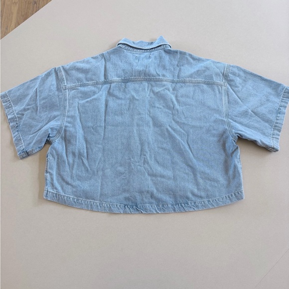 Agolde Rona Boxed Crop Denim Button Down Shirt - Picture 5 of 5